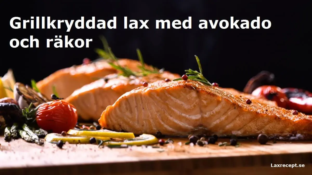 Grillkryddad lax med avokado och räkor