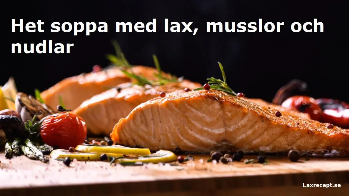Het soppa med lax, musslor och nudlar