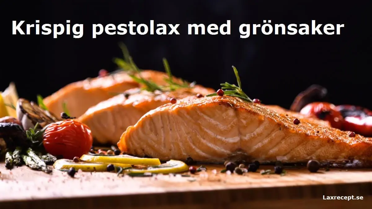 Krispig pestolax med grönsaker