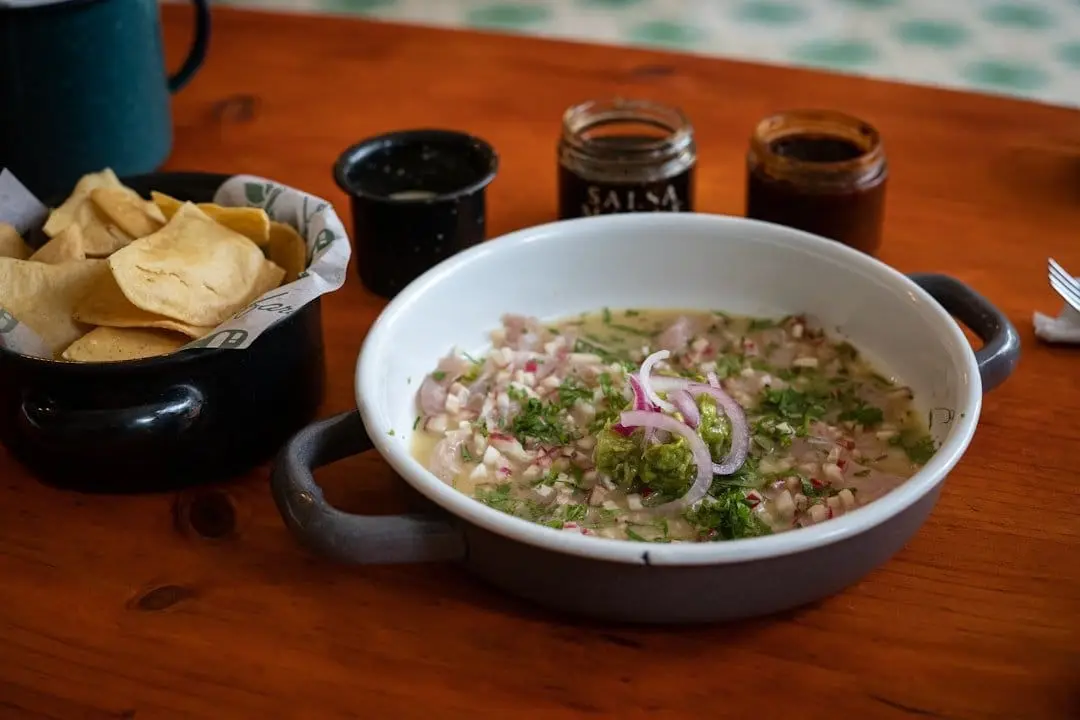Lax ceviche med avokado och lime illustration